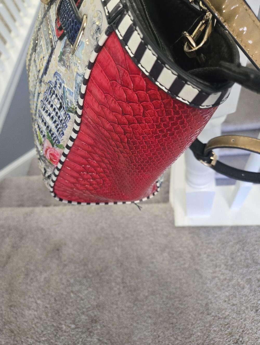 Nicole Lee Multi-Color Landmark Tote with Gold Padlock & Studs - Picture 6 of 7